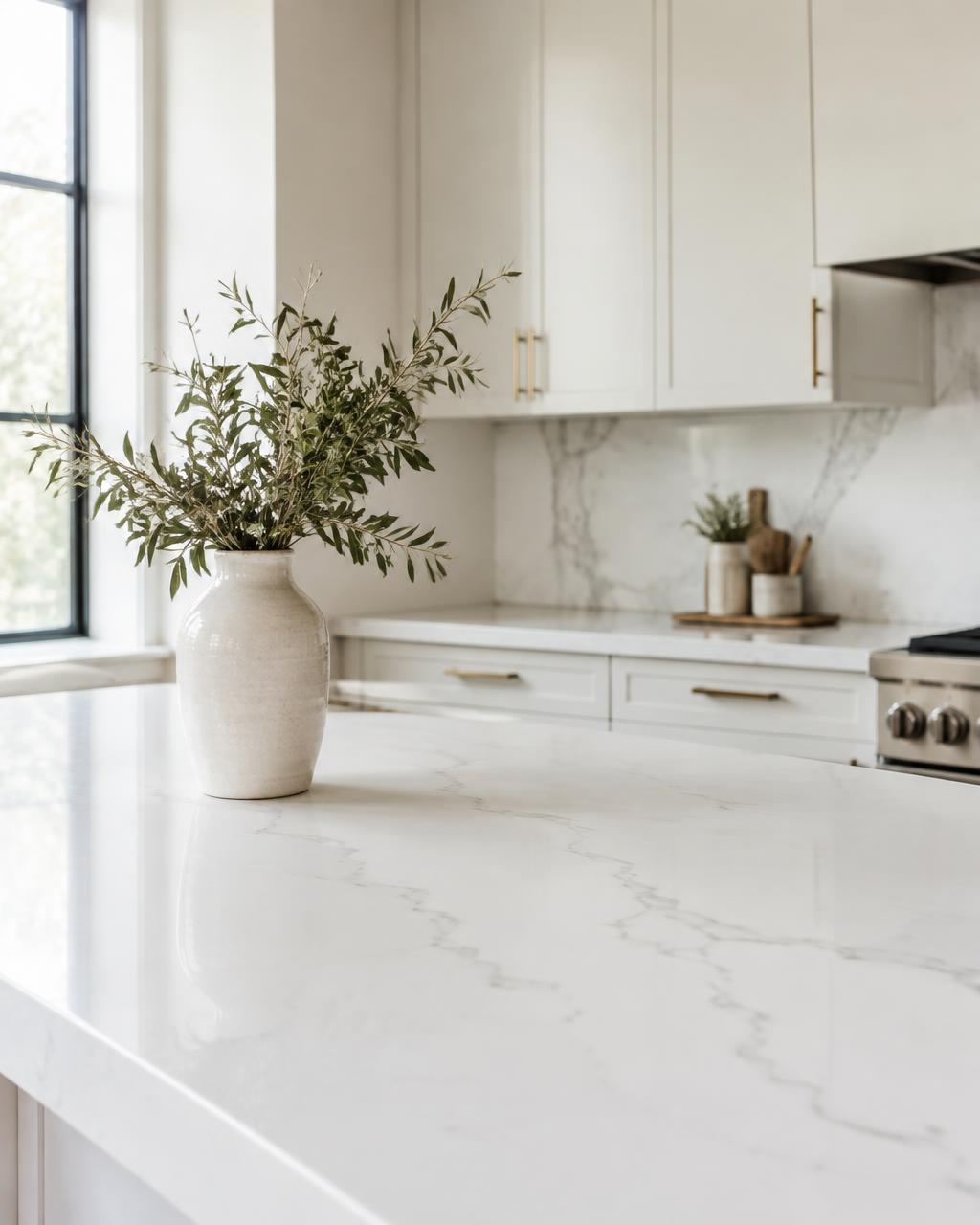 Quartz countertop surface